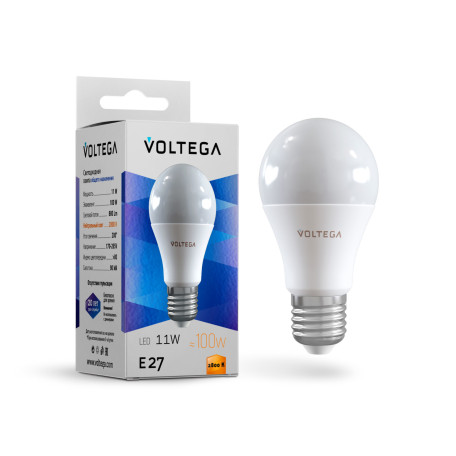Светодиодная лампа Voltega Simple 5737 груша E27 11W, 2800K (теплый) CRI80 220V, гарантия 2 года - миниатюра 2