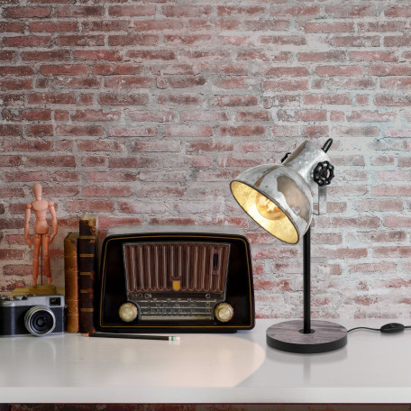 Настольная лампа Eglo Trend & Vintage Industrial Barnstaple 49718, 1xE27x40W, коричневый, сталь, дерево, металл - миниатюра 4