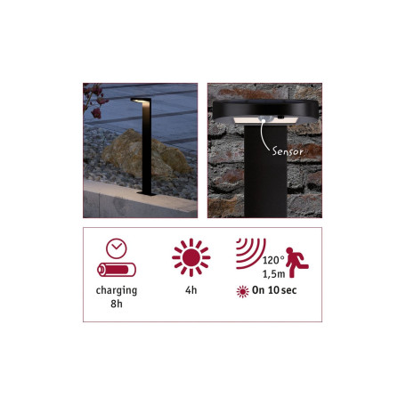 Садово-парковый светодиодный светильник Paulmann Solar Ryse 94249, IP44, LED 1,2W, черный, металл, пластик - миниатюра 5