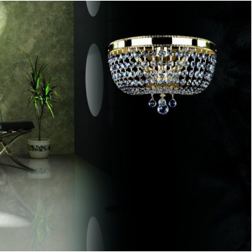 Бра Artglass CIARA DIA 300 POLISHED SP, 2xE14x40W, золото, прозрачный, металл, кристаллы SPECTRA Swarovski - миниатюра 1