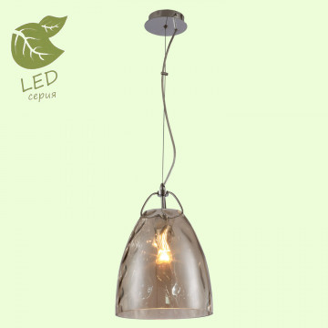 Подвесной светильник Lussole Loft Smithtown GRLSP-9631, IP21, 1xE27x10W, хром, янтарь, металл, стекло