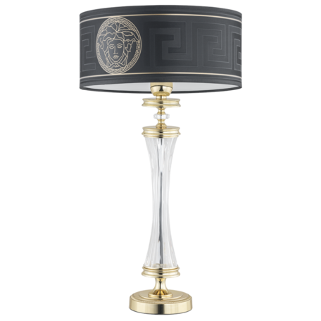 Настольная лампа Kutek Averno AVE-LG-1(Z/A), 1xE27x60W, золото, прозрачный, черный, металл с хрусталем, текстиль