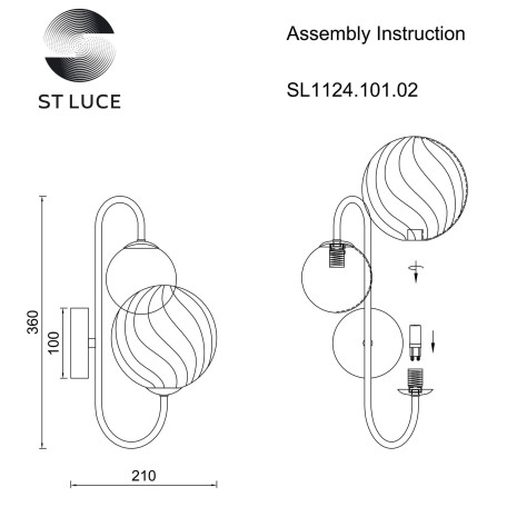 Схема с размерами ST Luce SL1124.101.02