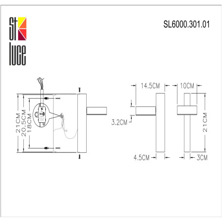 Схема с размерами ST Luce SL6000.301.01