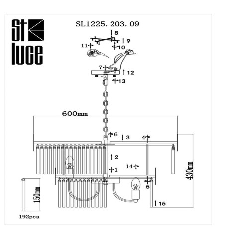 Схема с размерами ST Luce SL1225.203.09