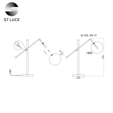 Схема с размерами ST Luce SL1205.304.01