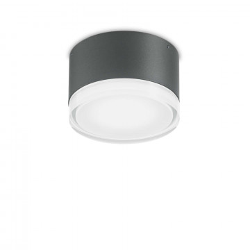 Потолочный светильник Ideal Lux URANO PL1 SMALL ANTRACITE 168111, IP44, 1xGX53x15W, темно-серый, белый, металл, пластик