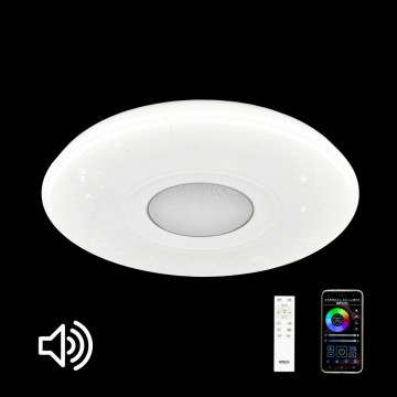 Музыкальный потолочный светодиодный светильник с пультом ДУ Citilux Старлайт CL703M50A, IP21, LED 60W 3000-4200K + RGB 3500lm, белый, металл, пластик - миниатюра 2