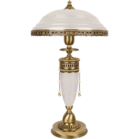 Настольная лампа Kutek Bibione BIB-LG-1(P)P, 1xE27x60W, бронза, бежевый, металл со стеклом, стекло, хрусталь, жемчуг/искусственный жемчуг