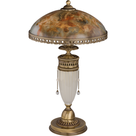 Настольная лампа Kutek Bibione BIB-LG-1(P)SR, 1xE27x60W, бронза, разноцветный, бежевый, металл со стеклом, стекло, хрусталь, жемчуг/искусственный жемчуг