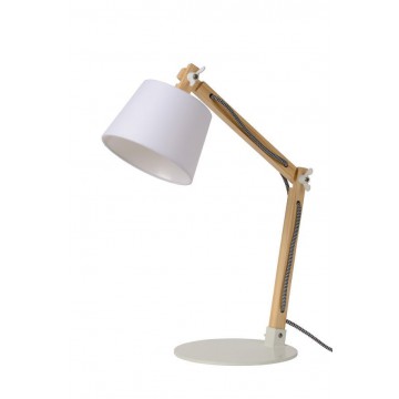 Настольная лампа Lucide Olly 03600/01/31, 1xE14x40W, белый, коричневый, дерево, металл, текстиль - миниатюра 2