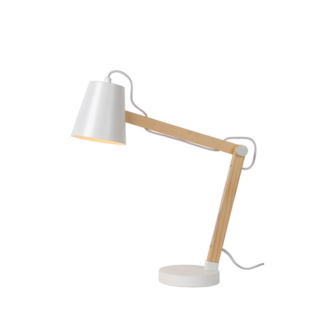 Настольная лампа Lucide Tony 03601/01/31, 1xE14x40W, белый, коричневый, дерево, металл - миниатюра 1