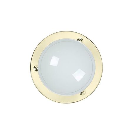 Потолочный светильник Lucide Basic 07104/30/01, 1xE27x60W, латунь, белый, металл, стекло