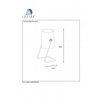 Настольная лампа Lucide Bost 06503/81/30, 1xE14x40W, черный, металл, текстиль - миниатюра 2