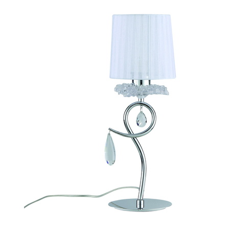 Настольная лампа Mantra Louise 5279, хром, белый, прозрачный, металл, стекло, текстиль, хрусталь - миниатюра 1