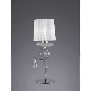 Настольная лампа Mantra Louise 5279, хром, белый, прозрачный, металл, стекло, текстиль, хрусталь - миниатюра 2