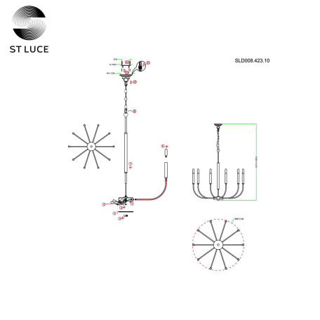 Схема с размерами ST Luce SLD008.423.10
