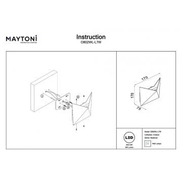 Схема с размерами Maytoni O802WL-L7W