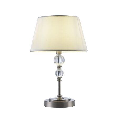 Настольная лампа Freya Milena FR5679TL-01N, 1xE14x60W, никель с прозрачным, белый, металл с пластиком, текстиль