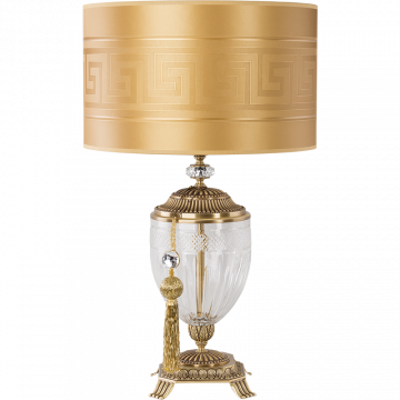 Настольная лампа Kutek Esti EST-LG-1(P), 1xE27x60W, бронза, прозрачный, бежевый, золото, металл со стеклом, текстиль - миниатюра 2