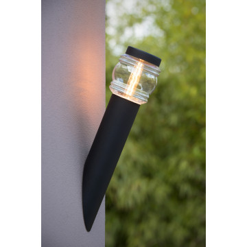 Настенный светильник Lucide Mirane 11807/01/30, IP44, 1xE14x40W, черный, прозрачный, металл, стекло - миниатюра 2