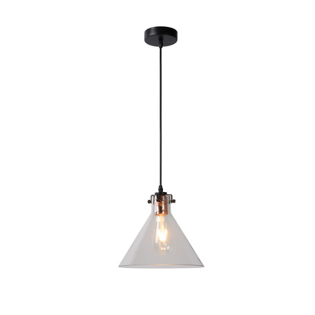 Подвесной светильник Lucide Vitri 08414/01/60, 1xE27x60W, черный, прозрачный, металл, стекло