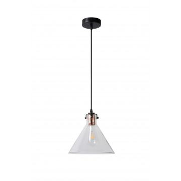 Подвесной светильник Lucide Vitri 08414/01/60, 1xE27x60W, черный, прозрачный, металл, стекло - миниатюра 2