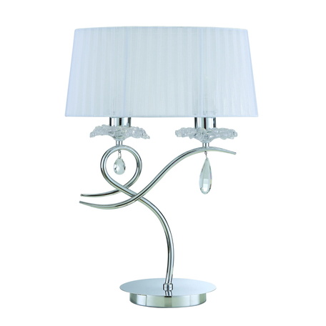 Настольная лампа Mantra Louise 5278, хром, белый, прозрачный, металл, стекло, текстиль, хрусталь - миниатюра 1