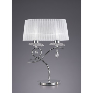 Настольная лампа Mantra Louise 5278, хром, белый, прозрачный, металл, стекло, текстиль, хрусталь - миниатюра 2