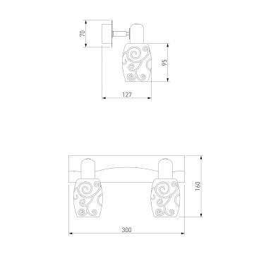 Схема с размерами Eurosvet 60301/2 хром/венге