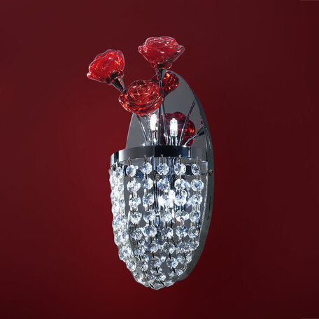 Бра Citilux Rosa Rosso EL325W02.2, 2xG9x40W, хром, красный, прозрачный, металл, стекло, хрусталь
