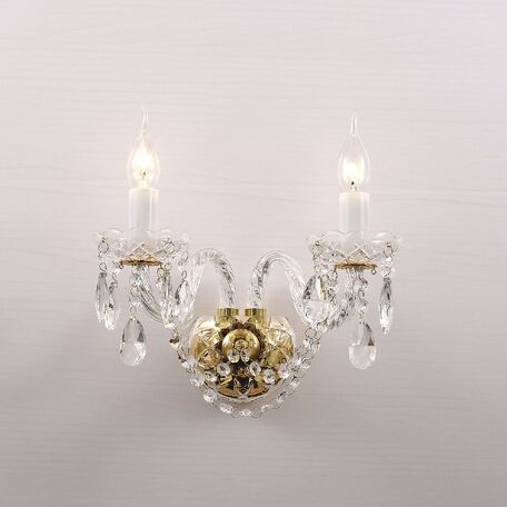 Бра Favourite Monreal 1735-2W, 2xE14x40W, золото, прозрачный, стекло, хрусталь