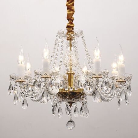 Подвесная люстра Favourite Monreal 1735-8P, 8xE14x40W, золото, прозрачный, стекло, хрусталь