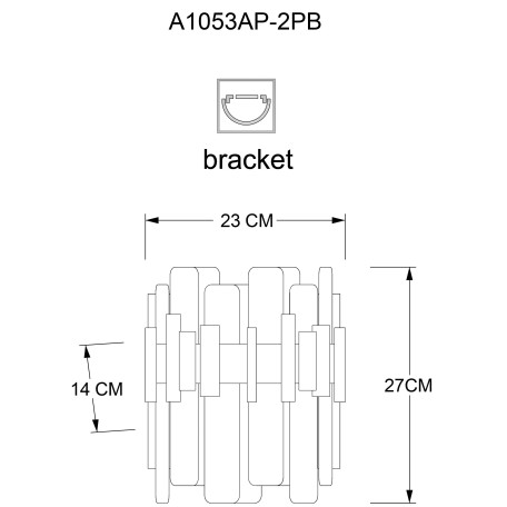 Схема с размерами Arte Lamp A1053AP-2PB