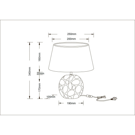 Схема с размерами Arte Lamp A4063LT-1CC