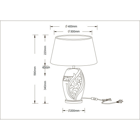 Схема с размерами Arte Lamp A4064LT-1BR