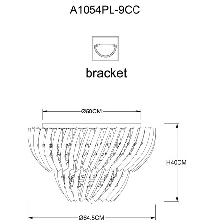 Схема с размерами Arte Lamp A1054PL-9CC