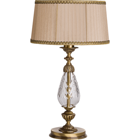 Настольная лампа Kutek Fontana FON-LG-1(P/A), 1xE27x60W, бронза, прозрачный, бежевый, металл с хрусталем, текстиль - миниатюра 1