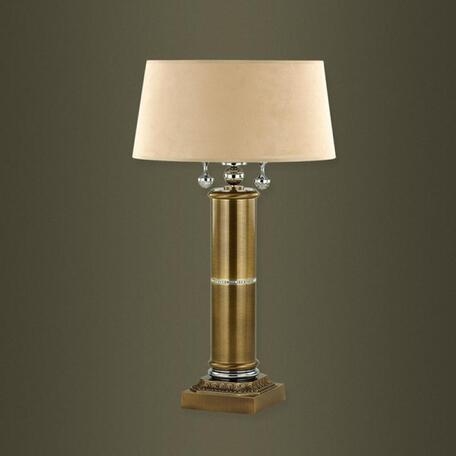 Настольная лампа Kutek Loretto LOR-LG-2(P/L), 2xE27x60W, бронза, бежевый, металл, текстиль - миниатюра 1