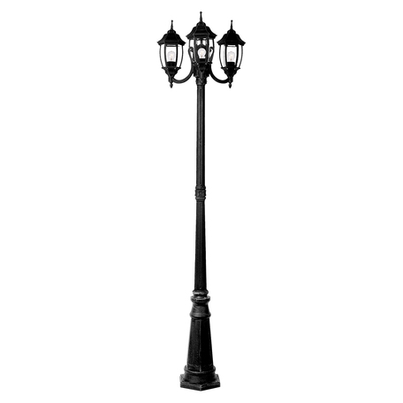 Уличный фонарь Lucide Tireno 11835/03/30, IP44, 3xE27x60W, черный, прозрачный, металл, металл со стеклом