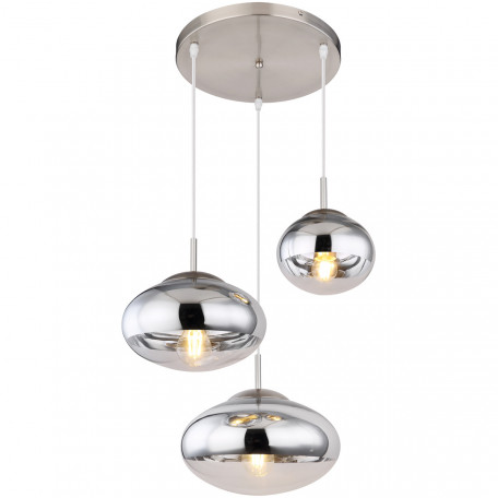 Подвесной светильник Globo Andrew 15445-3HC, 1xE27x60W, никель, хромированный, металл, стекло