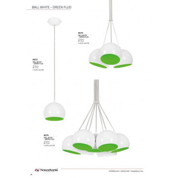 Подвесной светильник Nowodvorski Ball 6472, 1xGU10x35W, белый, белый с зеленым, зеленый с белым, металл - миниатюра 2
