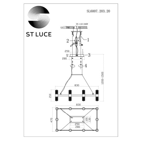 Схема с размерами ST Luce SL6007.203.20