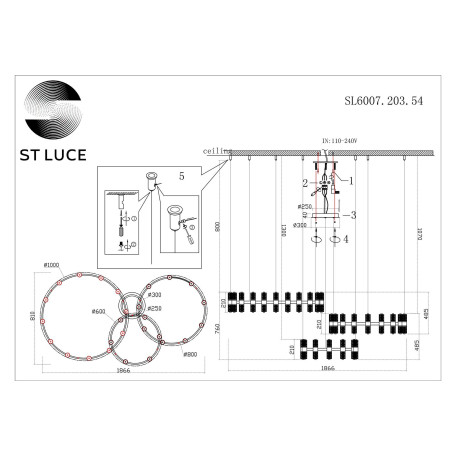Схема с размерами ST Luce SL6007.203.54