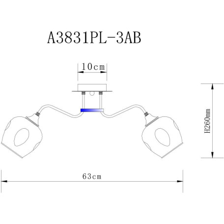 Схема с размерами Arte Lamp City A3831PL-3AB