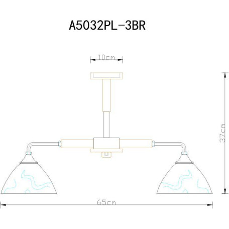 Схема с размерами Arte Lamp City A5032PL-3BR