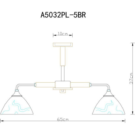 Схема с размерами Arte Lamp City A5032PL-5BR