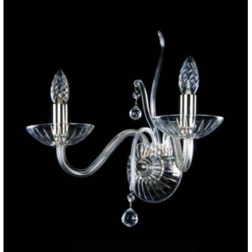 Бра Artglass GARMINA II. NICKEL SP, 2xE14x40W, никель с прозрачным, прозрачный с никелем, прозрачный, стекло, кристаллы SPECTRA Swarovski