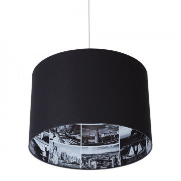 Подвесной светильник Nowodvorski Places 6548, 1xE27x60W, хром, черный, металл, текстиль - миниатюра 1