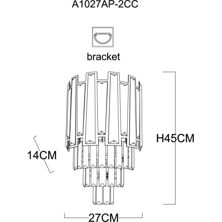 Схема с размерами Arte Lamp A1027AP-2CC